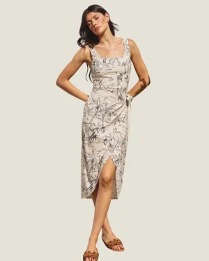 The Resort Reverie: Patterned Wrap Midi Dress