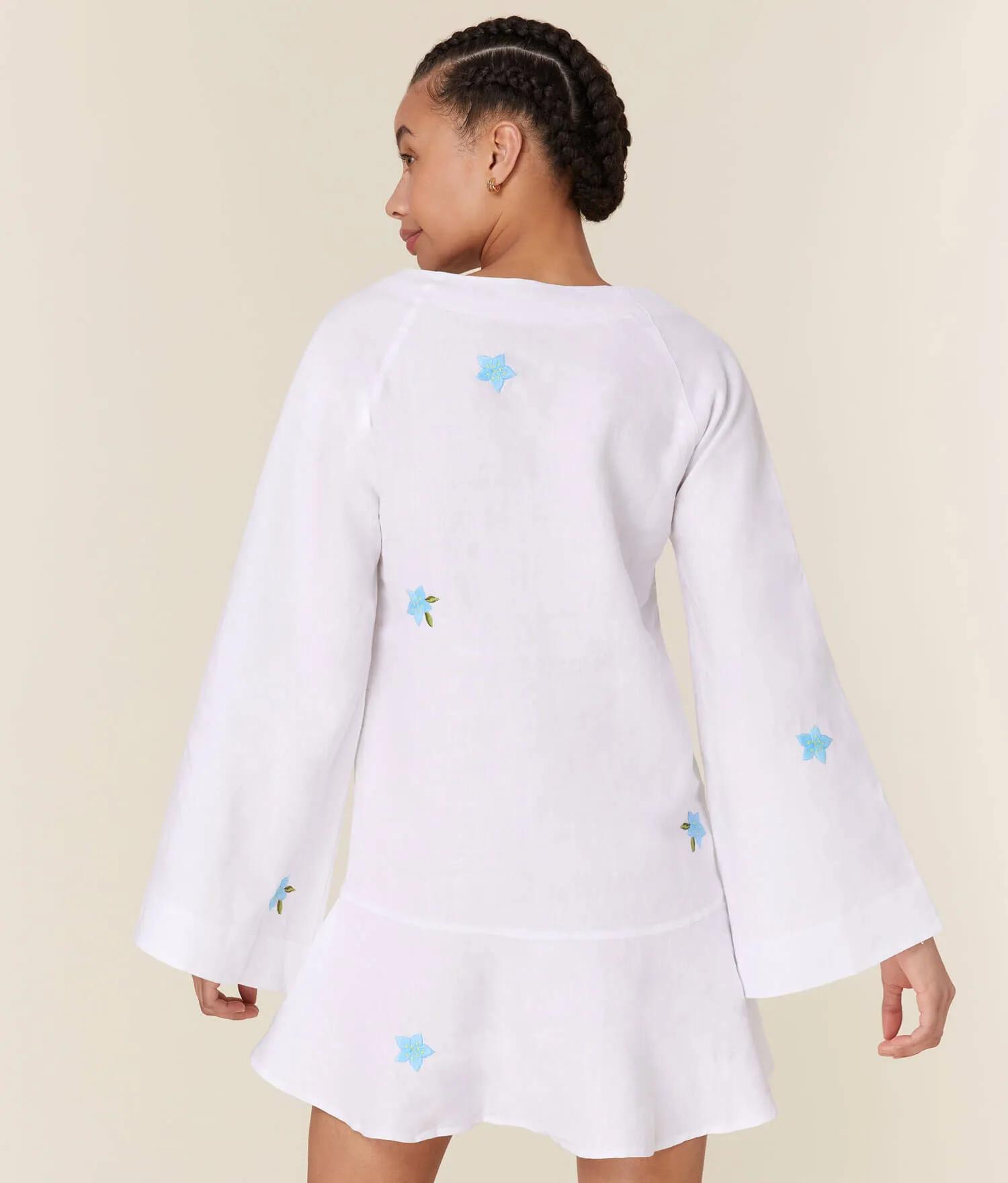 The Serik Mini Dress - Linen - White