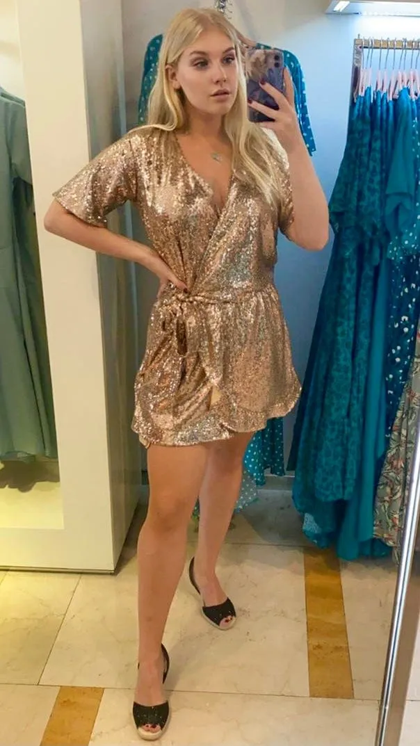 The Sparkle Wrap Playsuit - Red Sparkle
