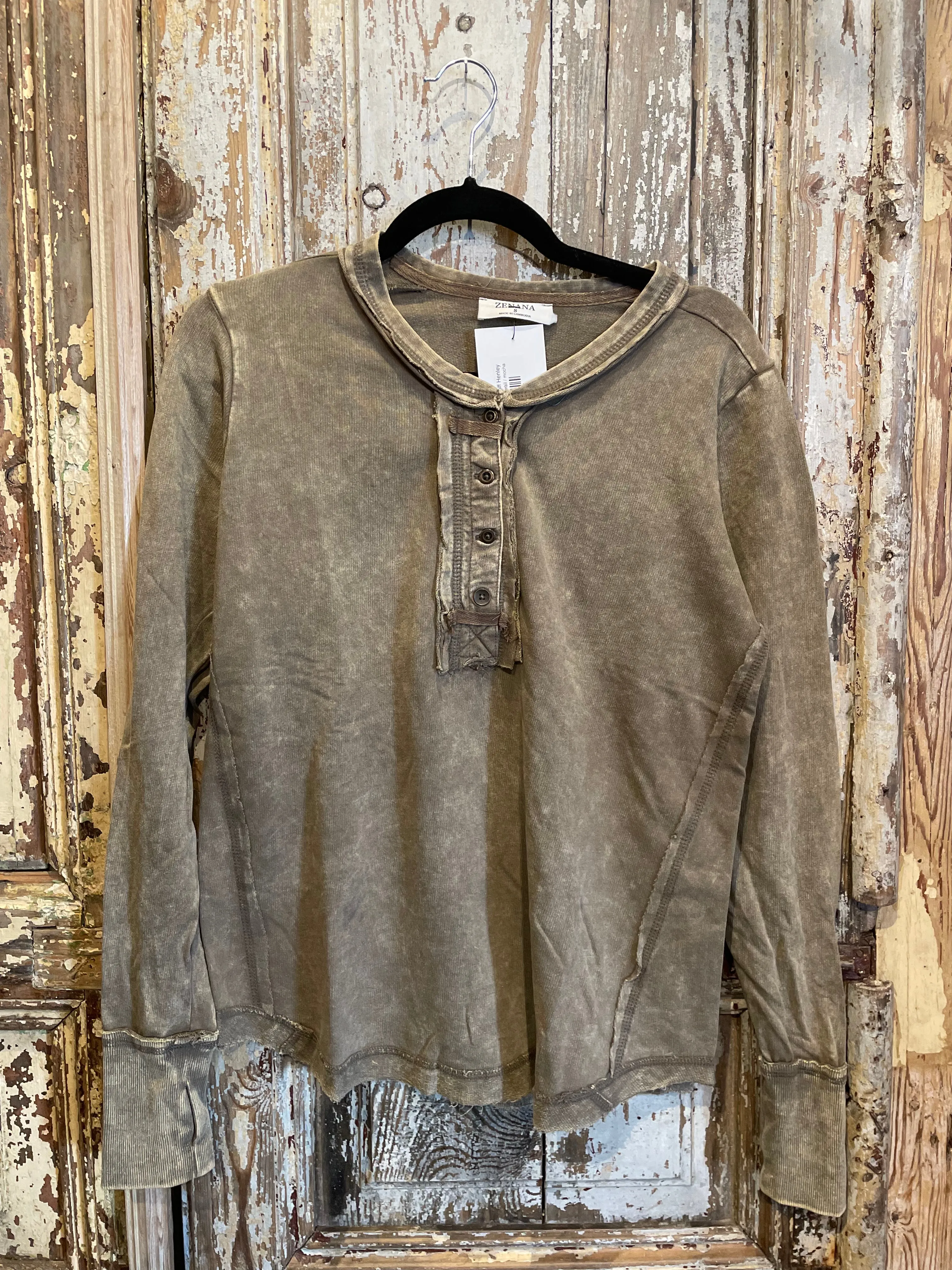 Thumb Hole Cuff Henley-9870