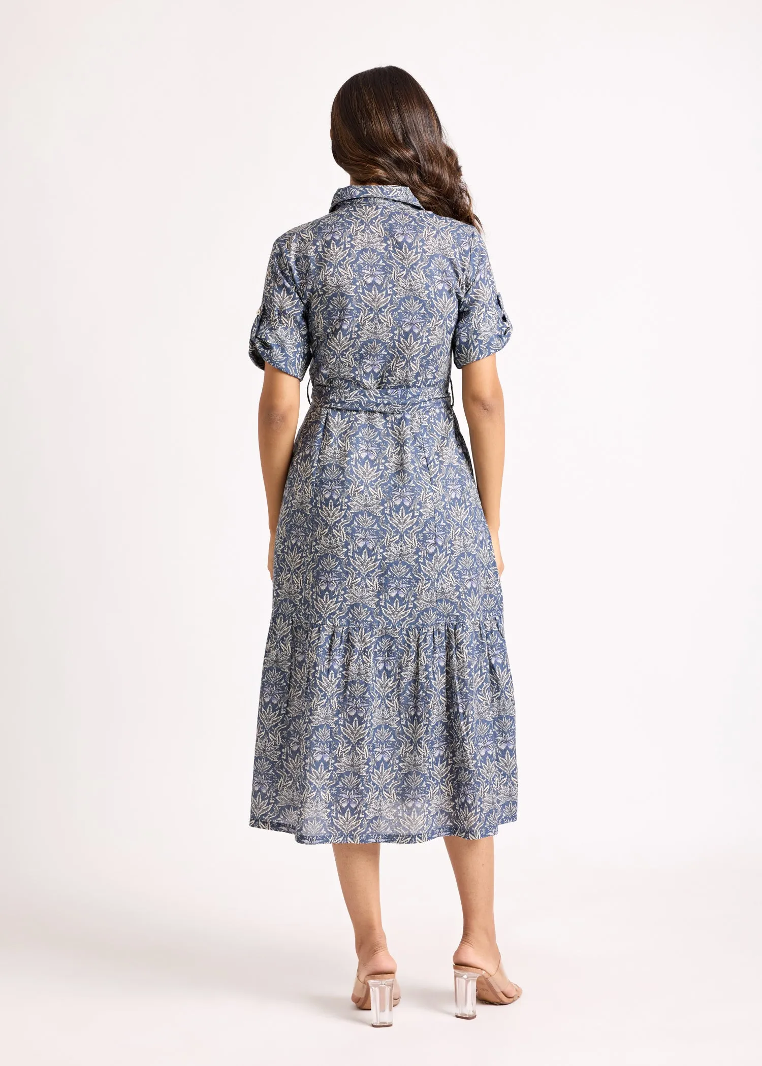 Tiered Shirt Blue Dress