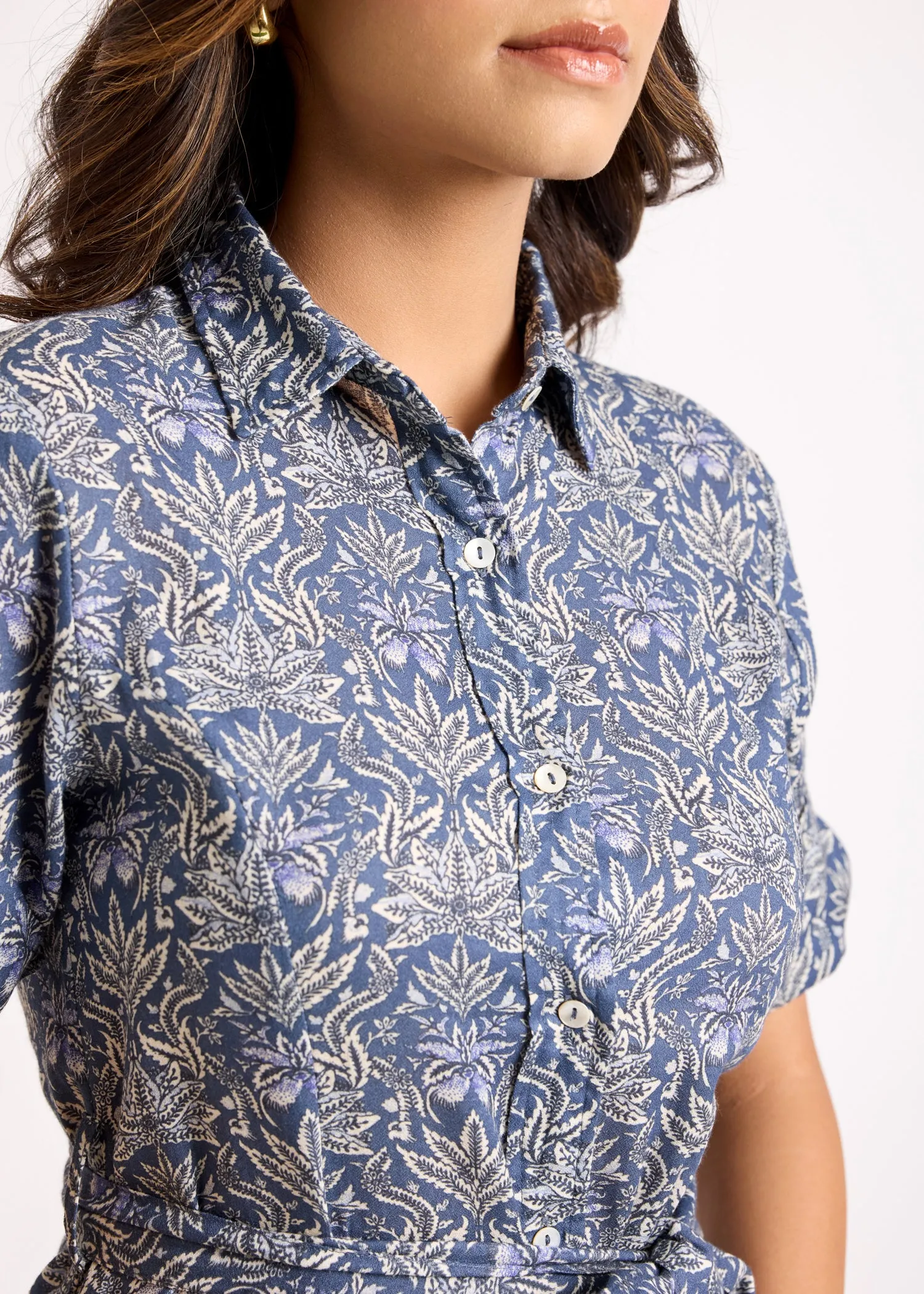 Tiered Shirt Blue Dress