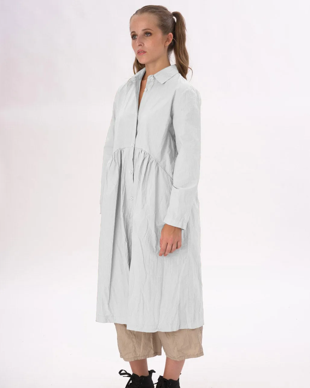 Tiered Waist Organic Cotton Shirt Dress