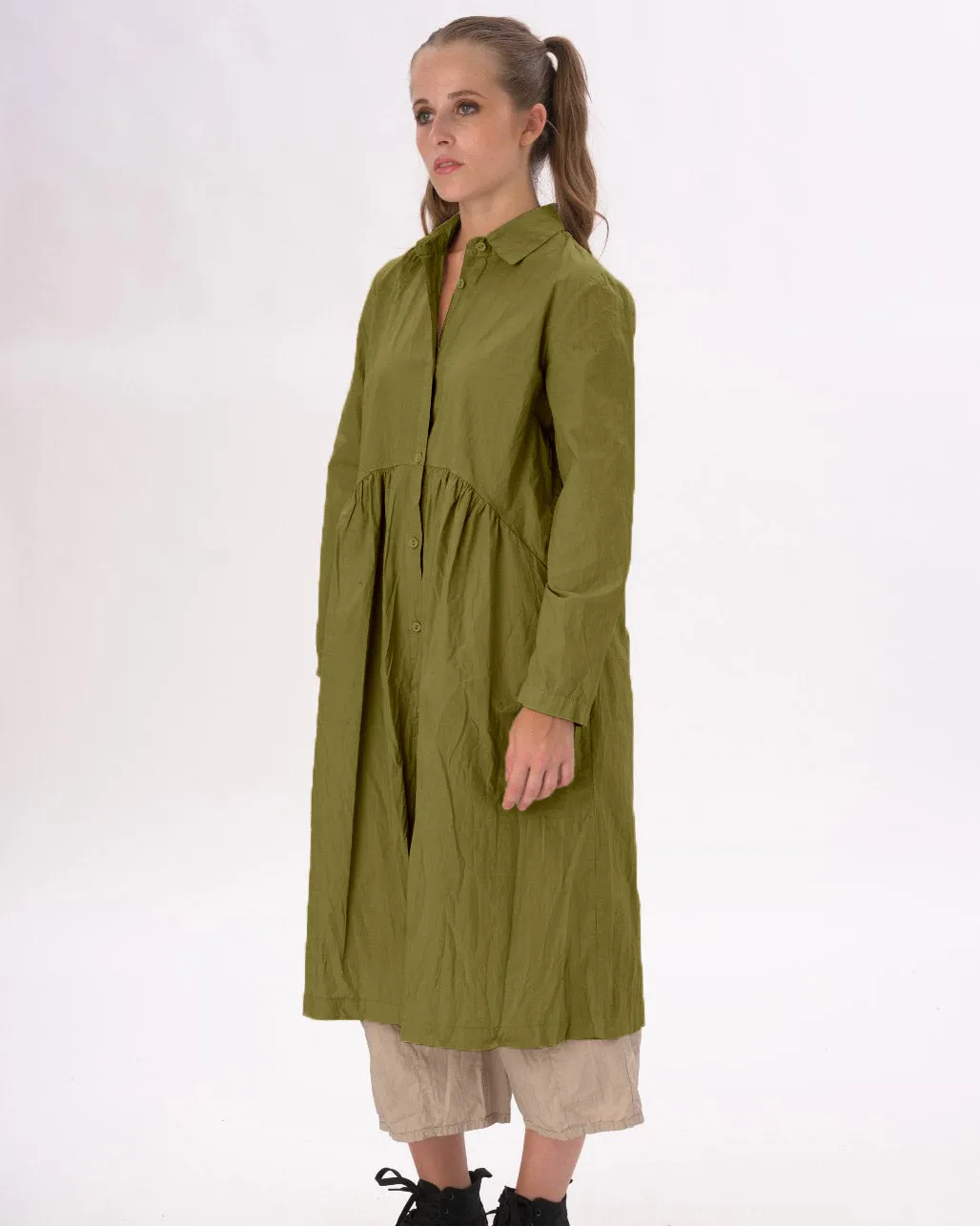 Tiered Waist Organic Cotton Shirt Dress