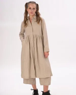 Tiered Waist Organic Cotton Shirt Dress