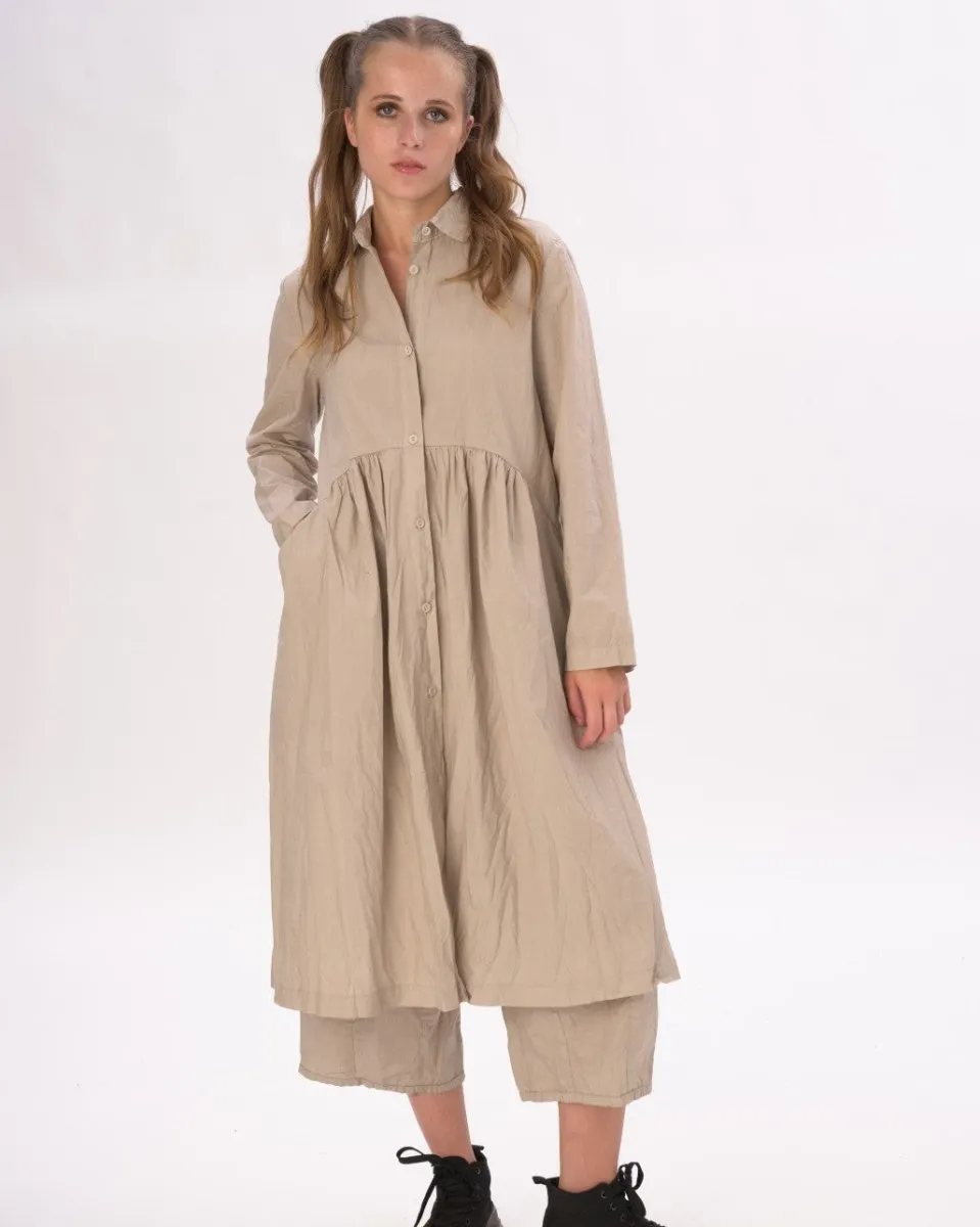 Tiered Waist Organic Cotton Shirt Dress