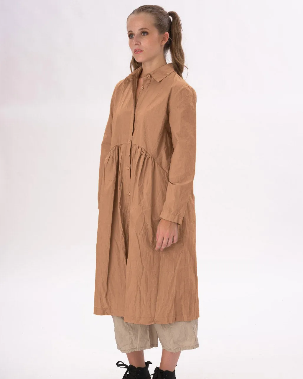 Tiered Waist Organic Cotton Shirt Dress