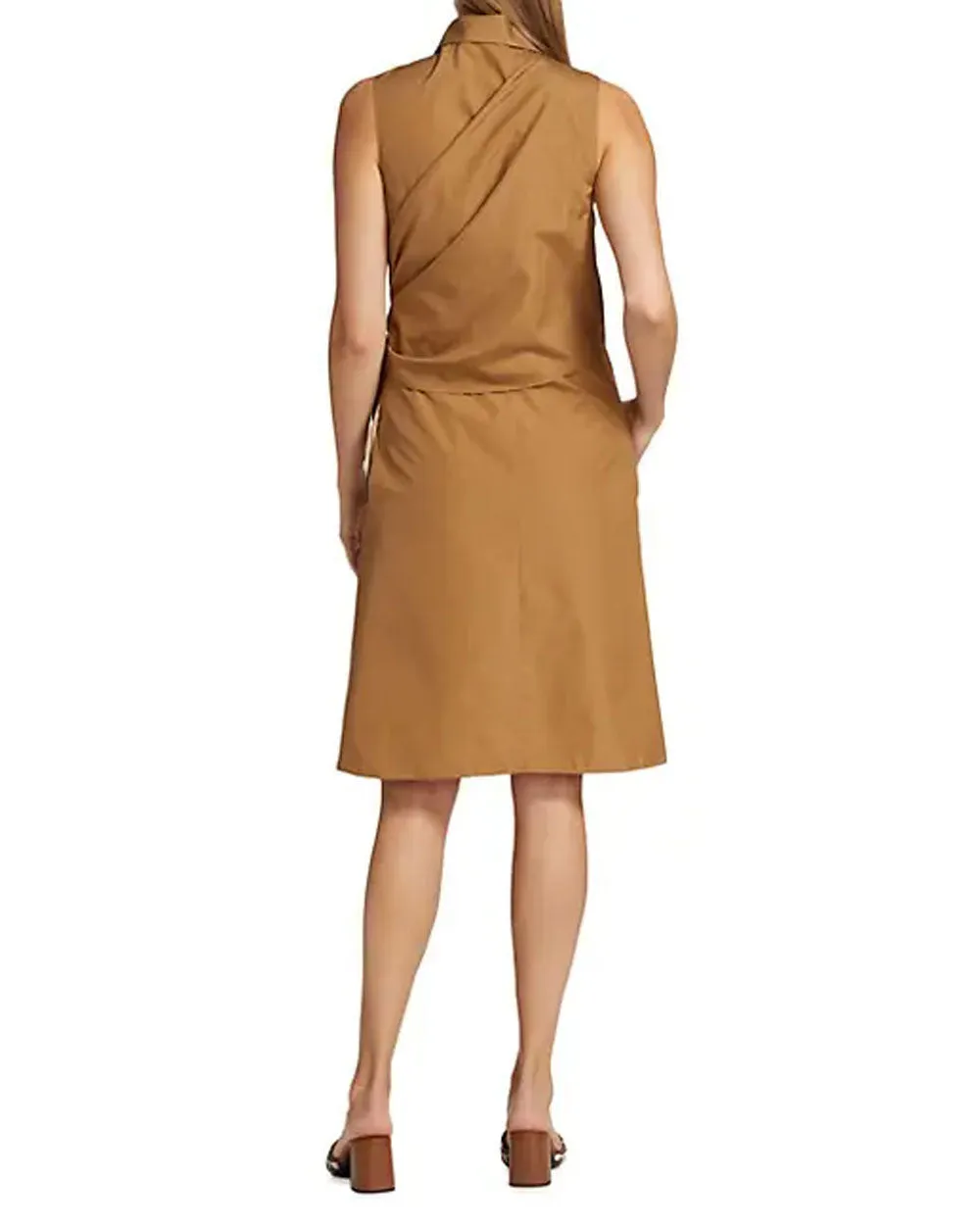 Tobacco Sleeveless Wrap Shirt Dress