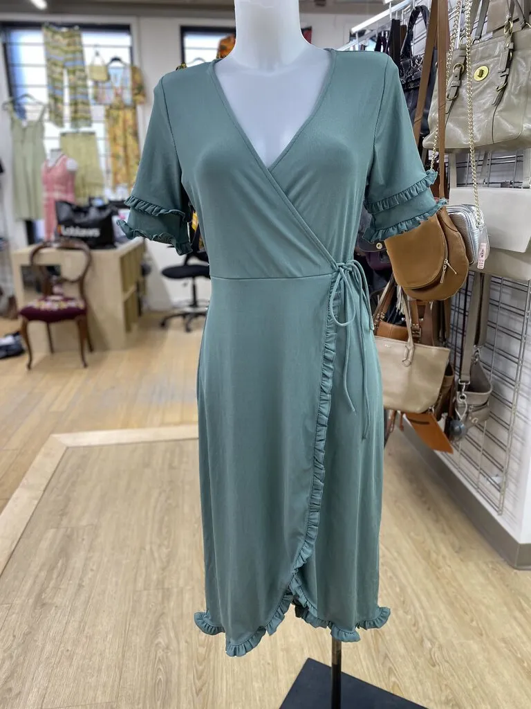 Top Shop ribbed faux wrap dress 8