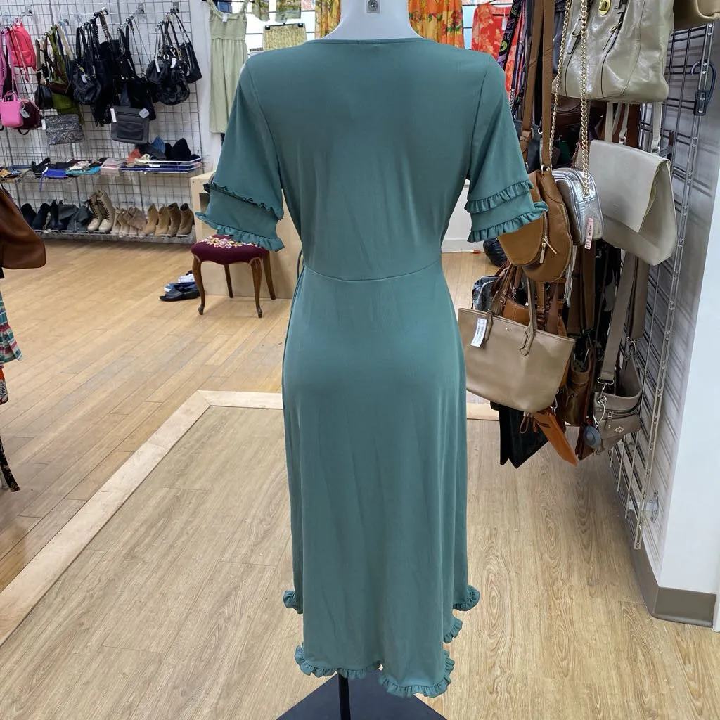 Top Shop ribbed faux wrap dress 8