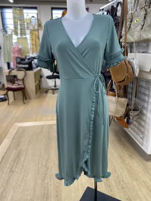 Top Shop ribbed faux wrap dress 8