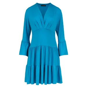 Turquoise Jersey Tiered Dress
