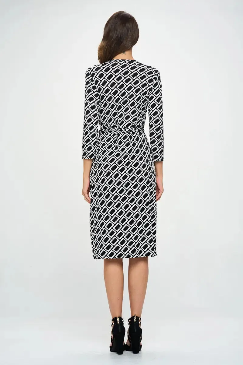 V Neck Jersey Wrap Dress With Tie