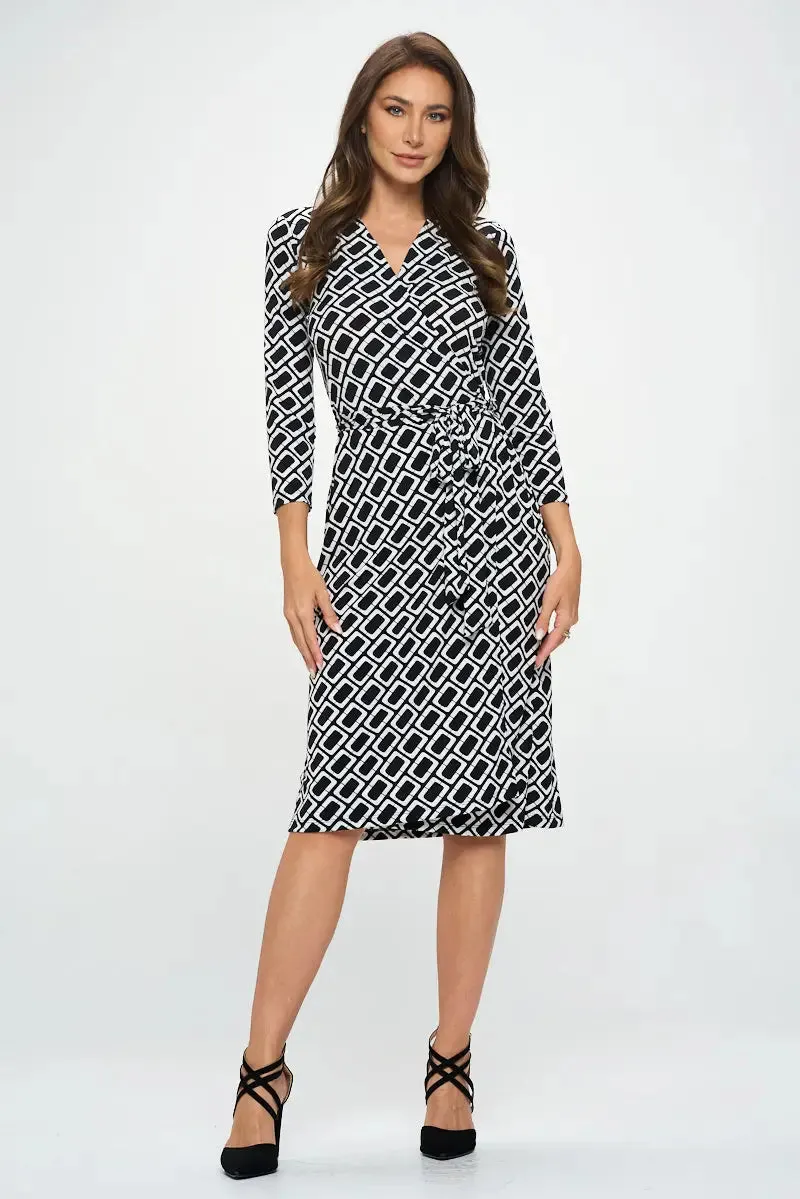 V Neck Jersey Wrap Dress With Tie