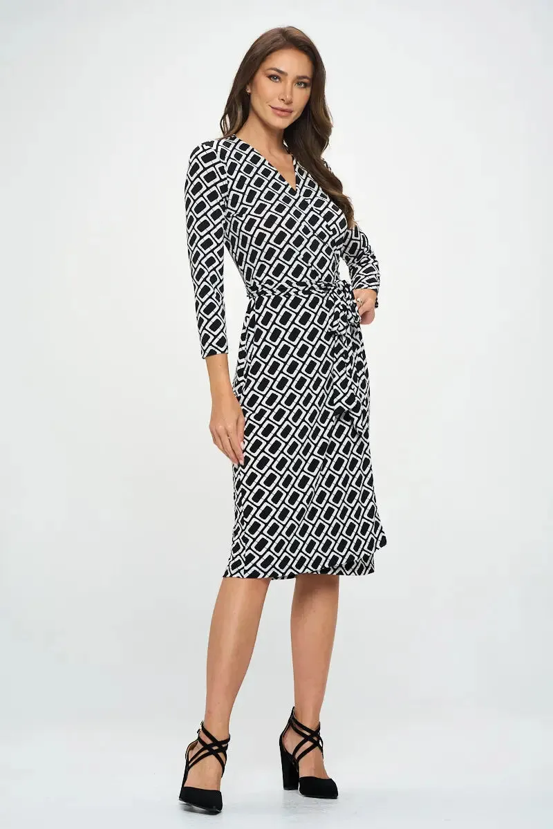 V Neck Jersey Wrap Dress With Tie