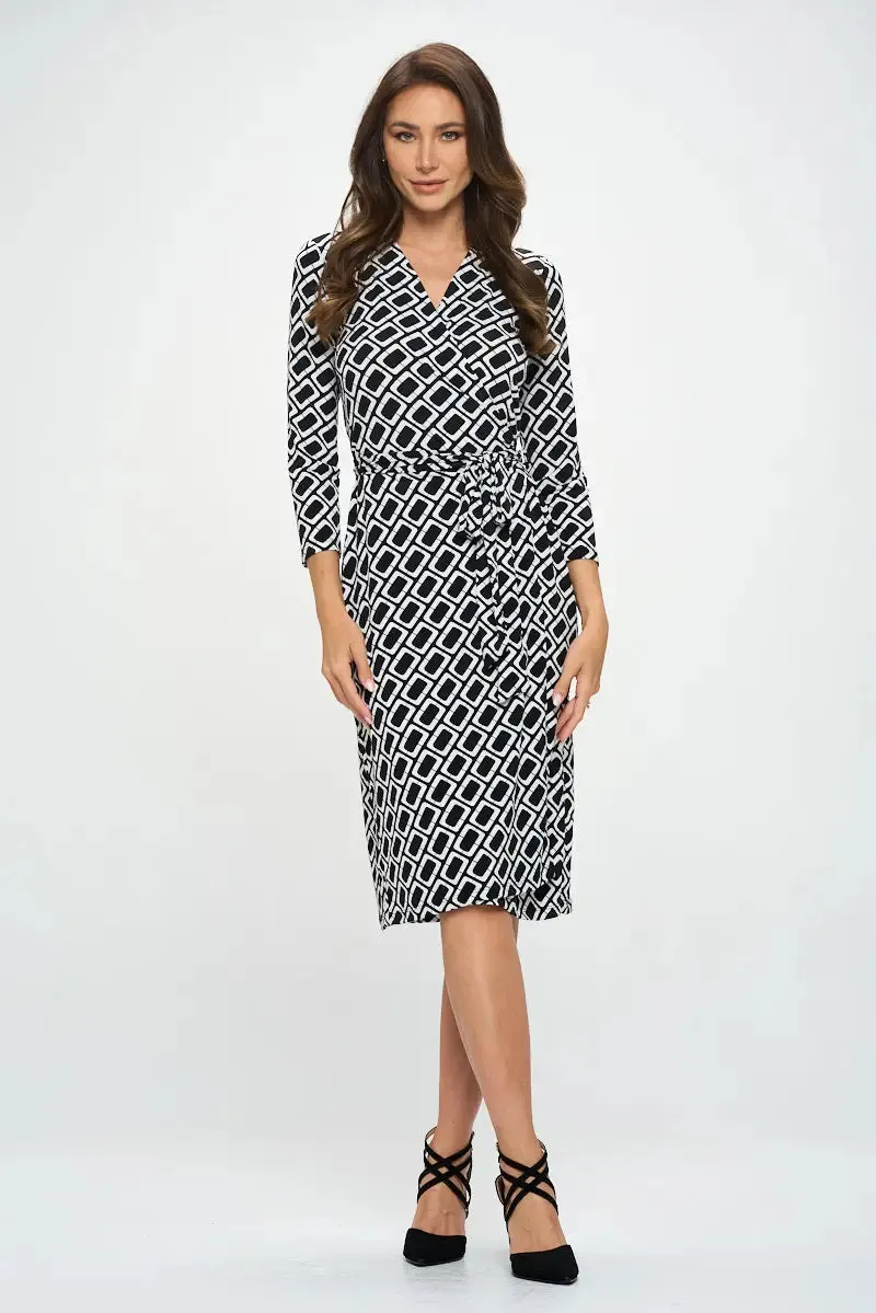 V Neck Jersey Wrap Dress With Tie