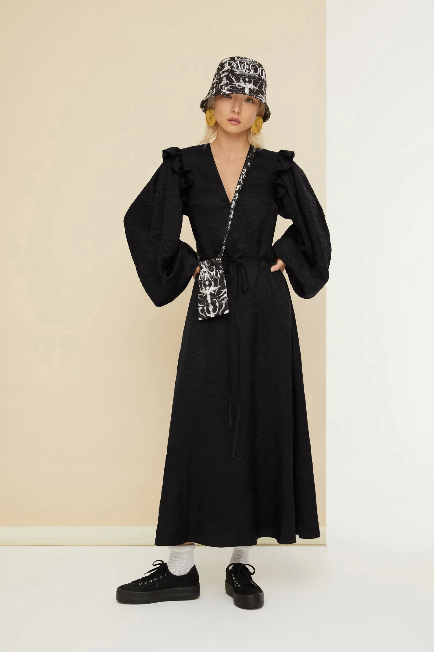 V neck maxi dress eco-friendly satin