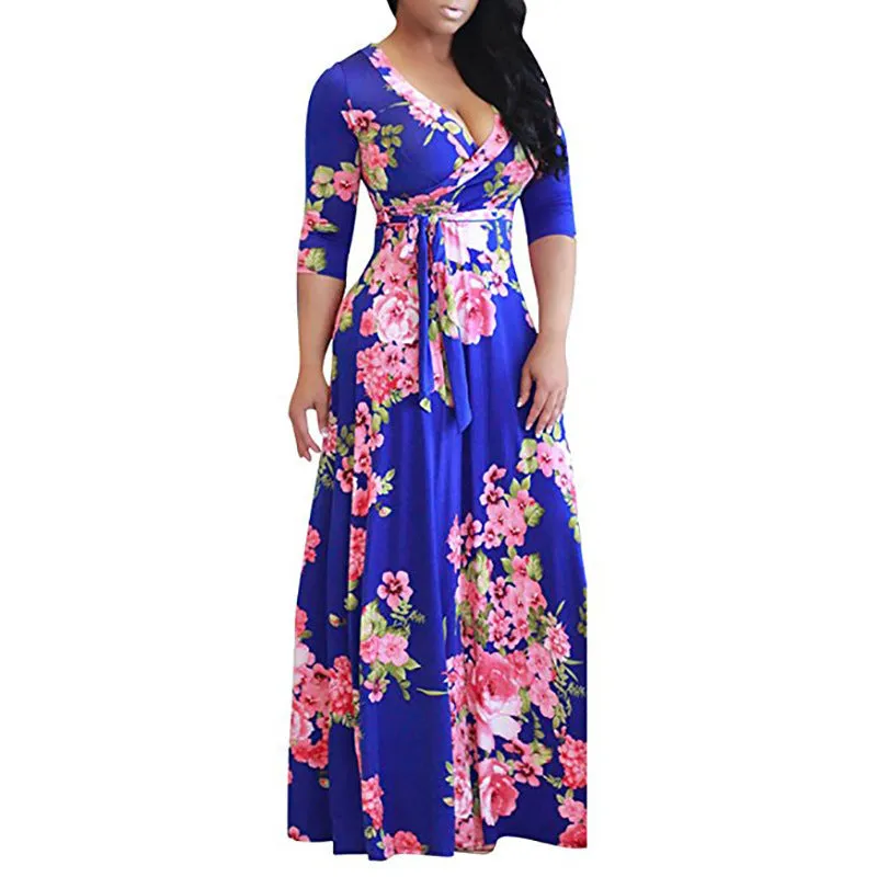 V-Neck Printed Maxi Dress