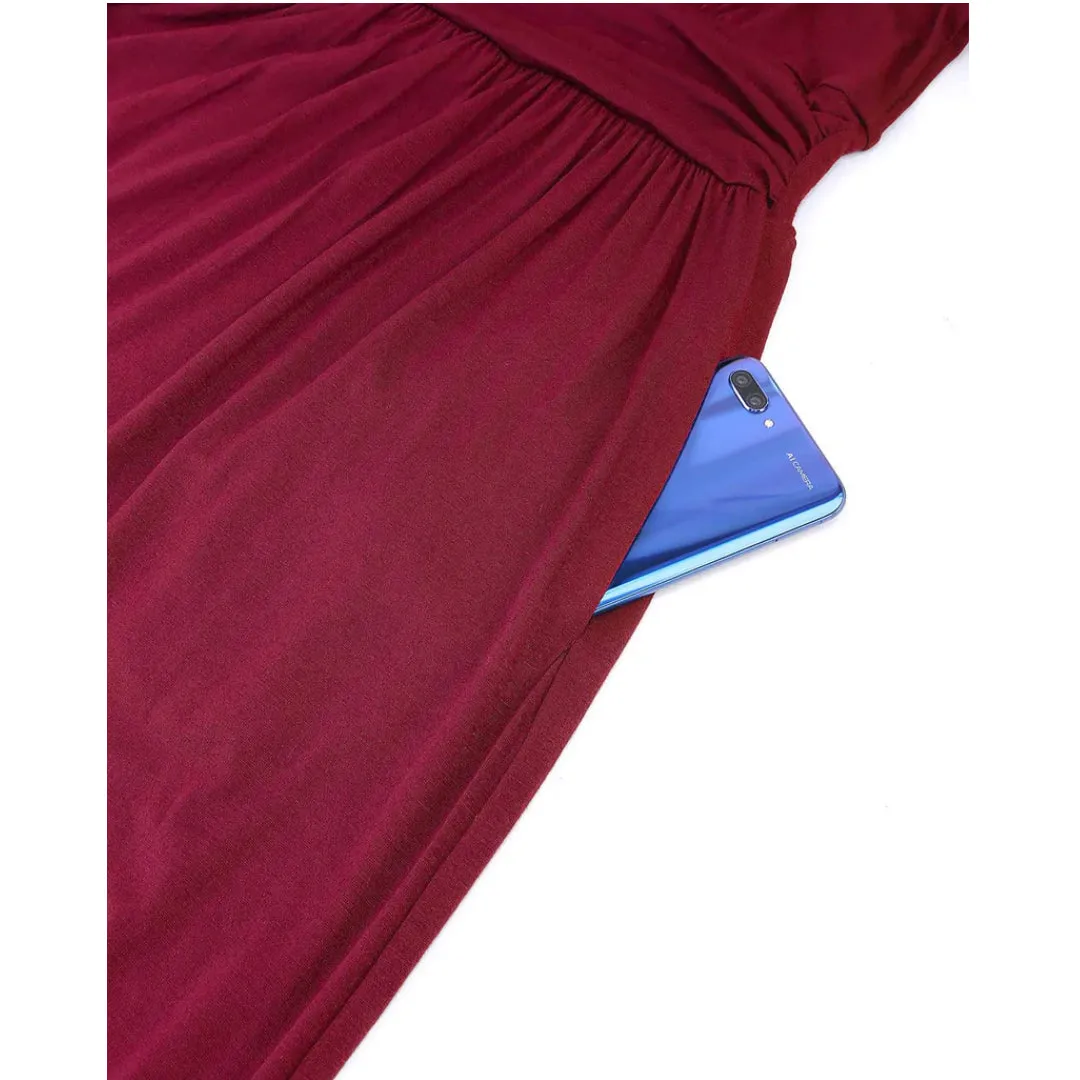 V Neck Sleeveless Maxi Dress with Pockets