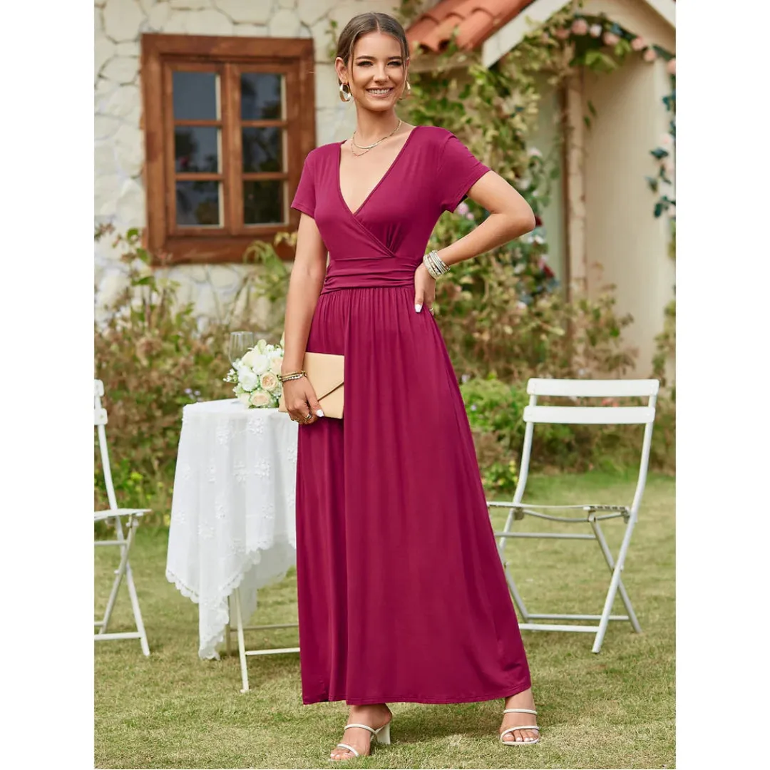 V Neck Sleeveless Maxi Dress with Pockets