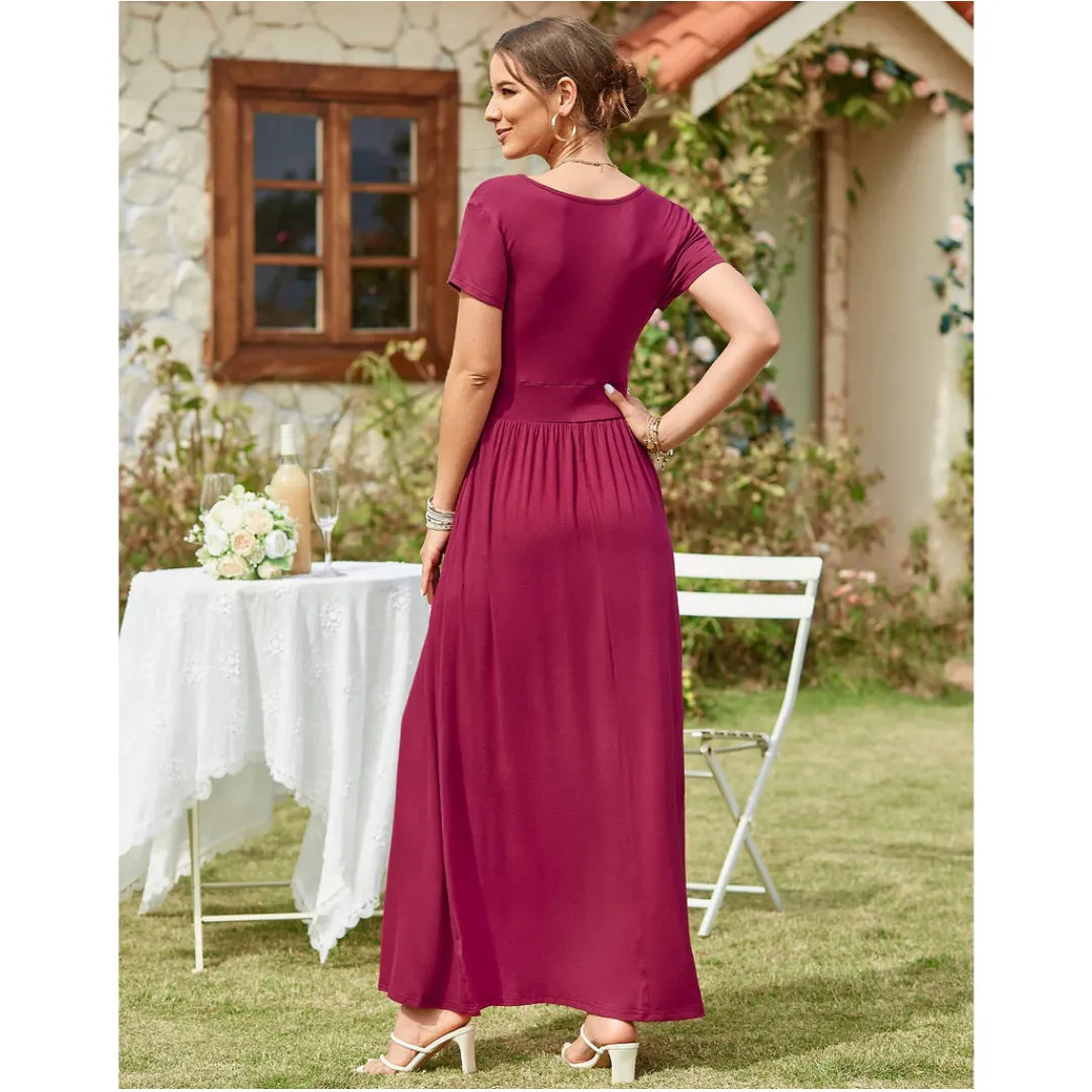 V Neck Sleeveless Maxi Dress with Pockets