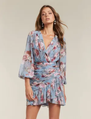 Valentina Pleated Wrap Mini Dress