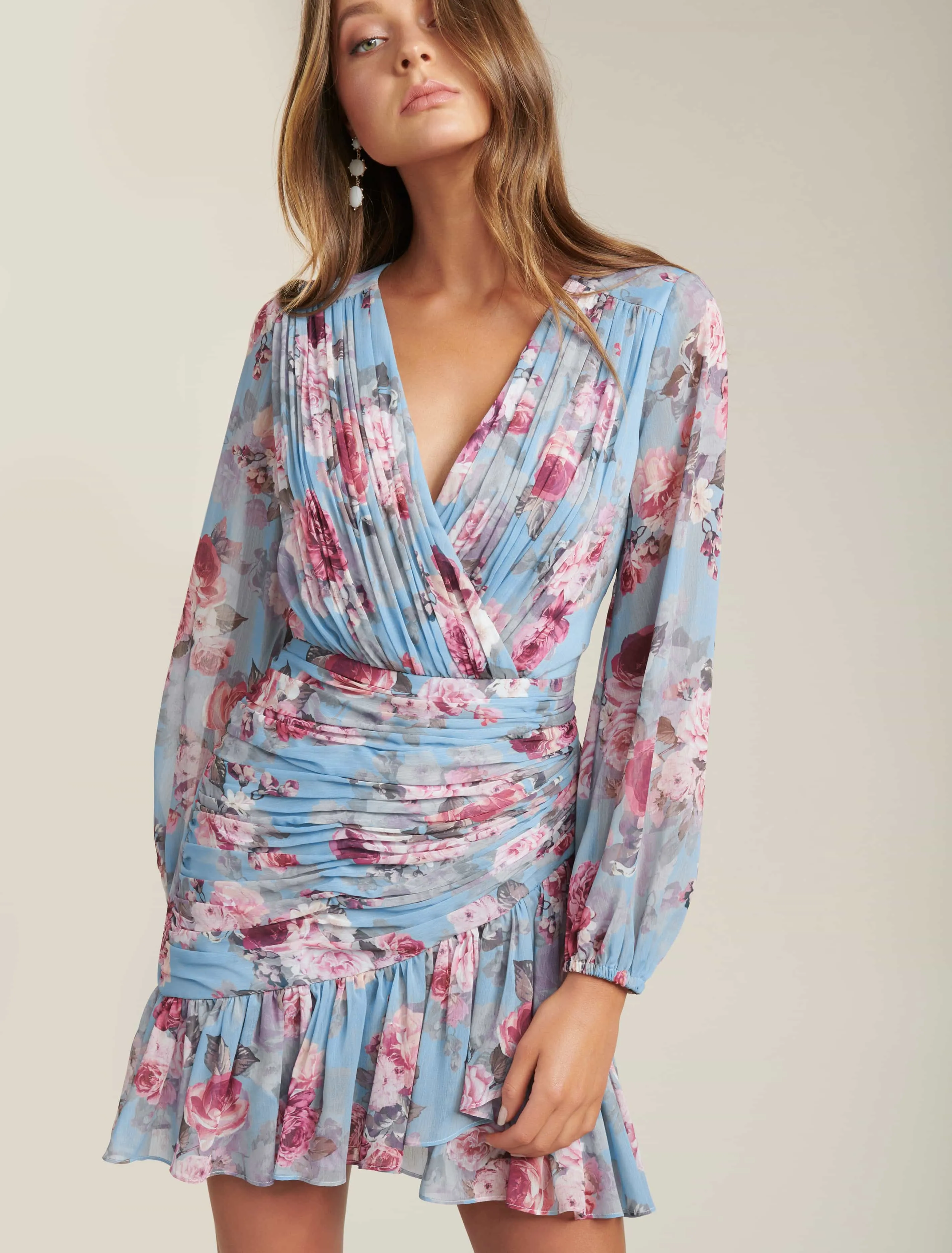 Valentina Pleated Wrap Mini Dress