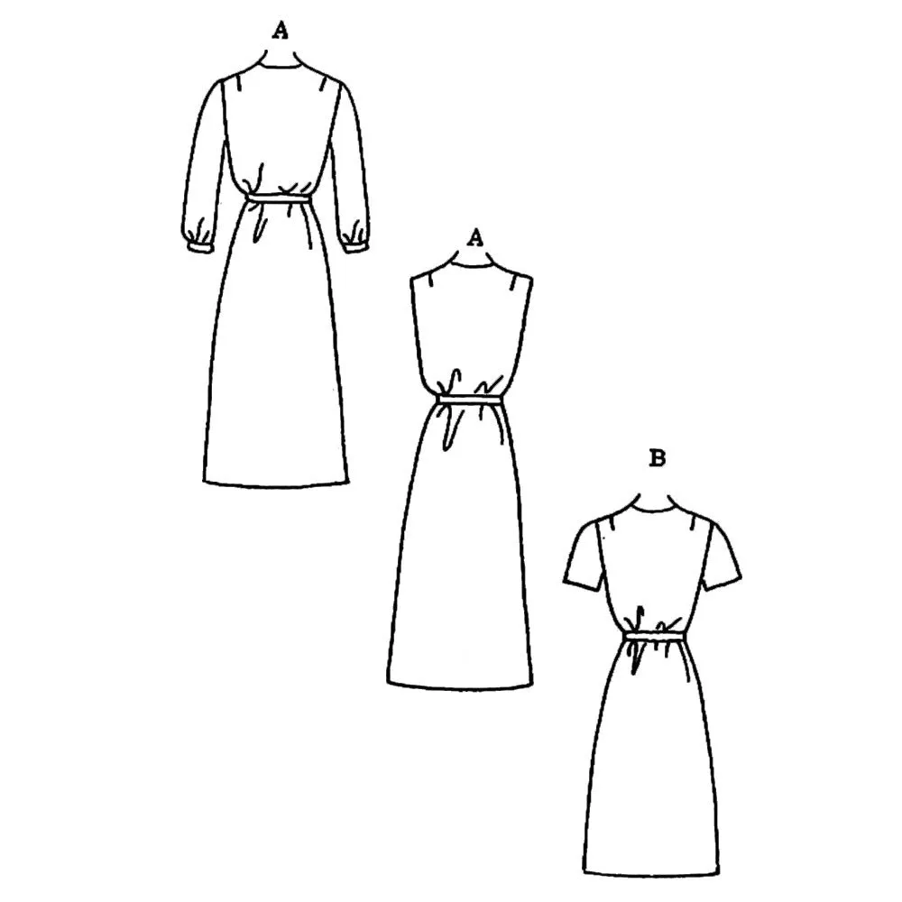 Vintage 1970s Pattern – Wrap-over day / Evening Dress, Two Lengths, Choice of Sleeves - Multi-sizes