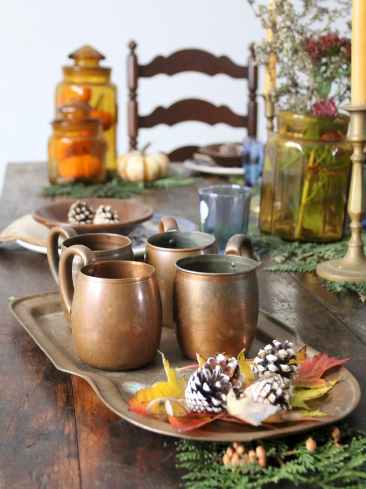 vintage copper mugs set/6