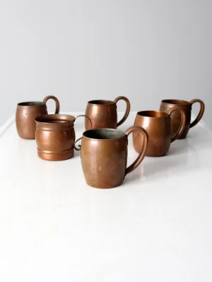 vintage copper mugs set/6