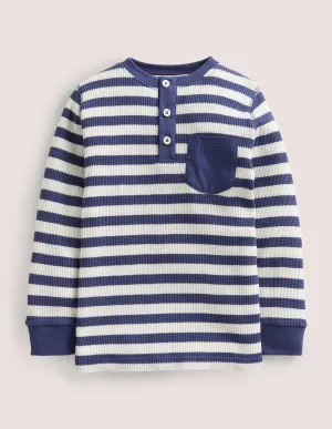 Waffle Henley T-Shirt-Ivory/Starboard
