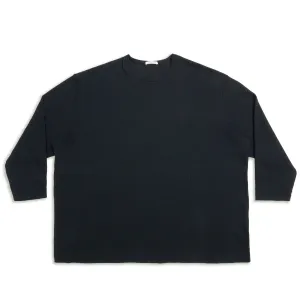 Waffle Thermal Long Sleeve T-Shirt - Black Cotton
