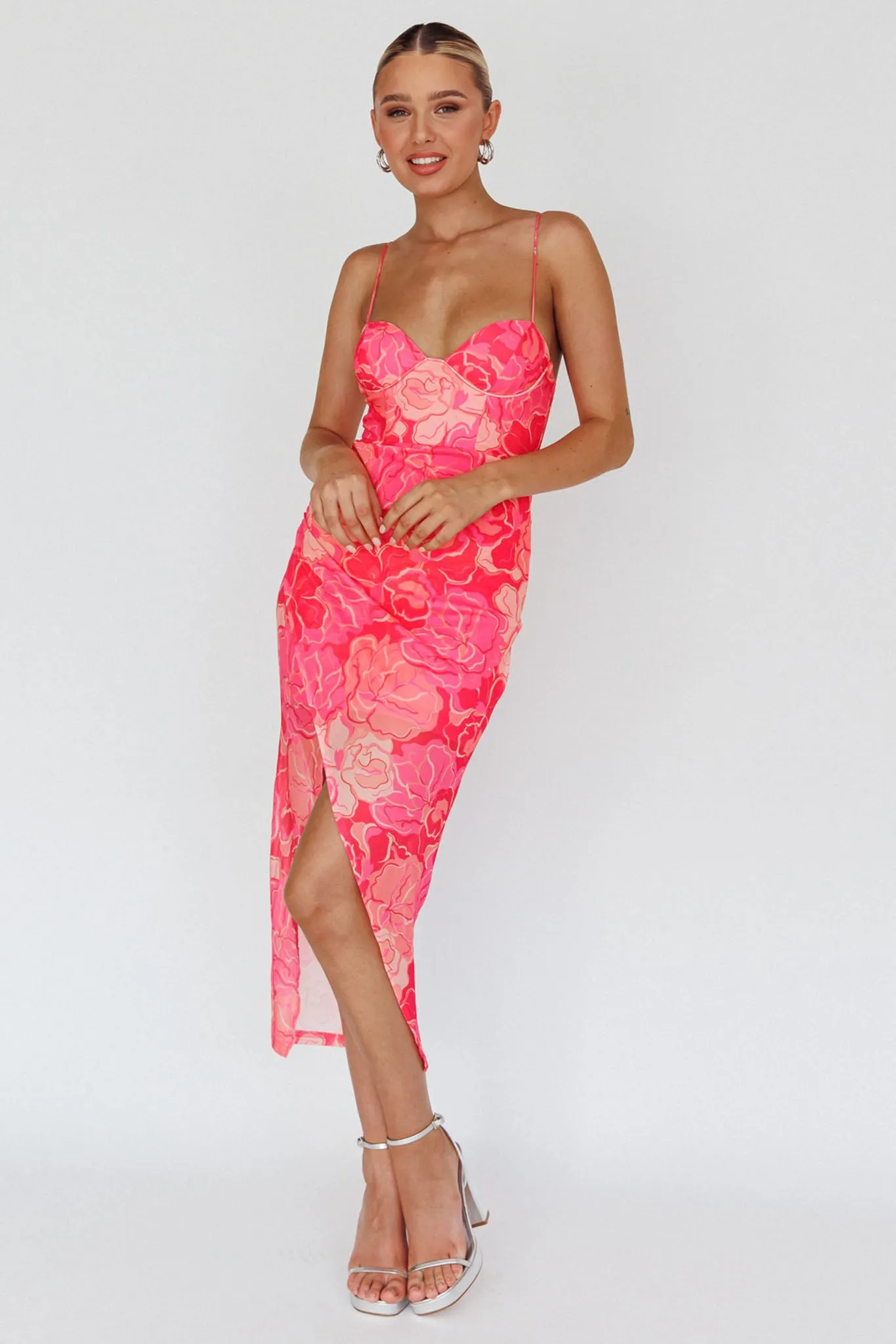 Westwood Split Front Maxi Dress Floral Pink