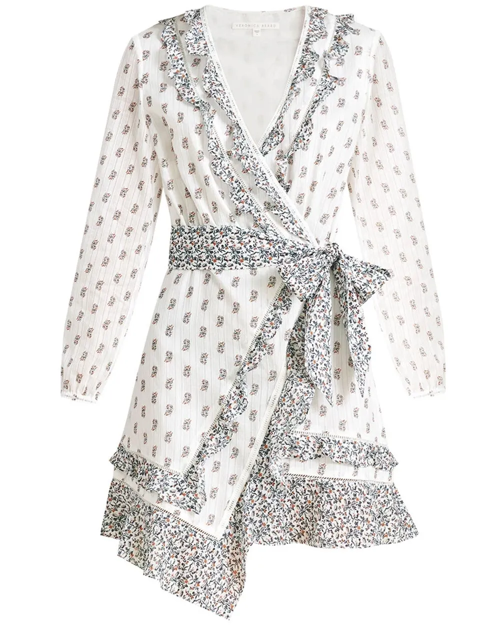 White Stamped Floral Kierra Wrap Dress