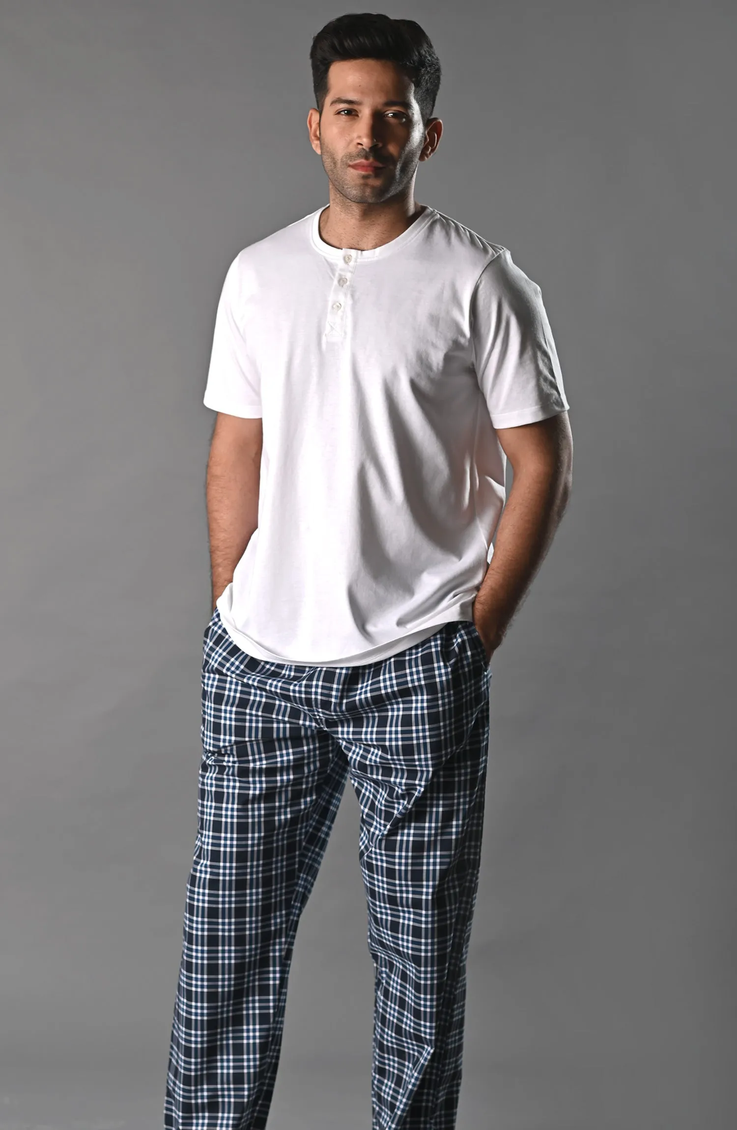 White tee & Tartan Check PJ