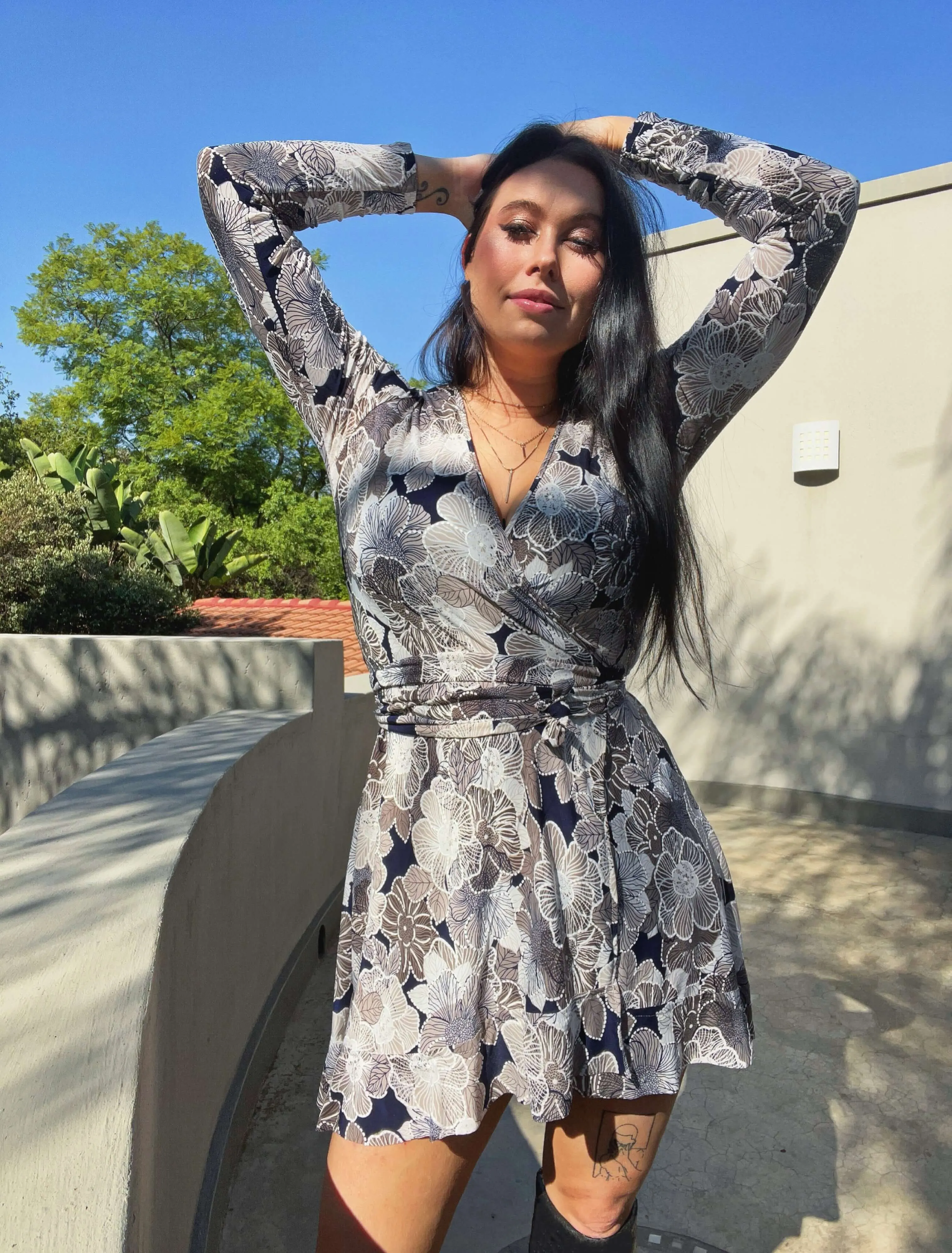 Wild Hibiscus Stretch Lycra Wrap Dress