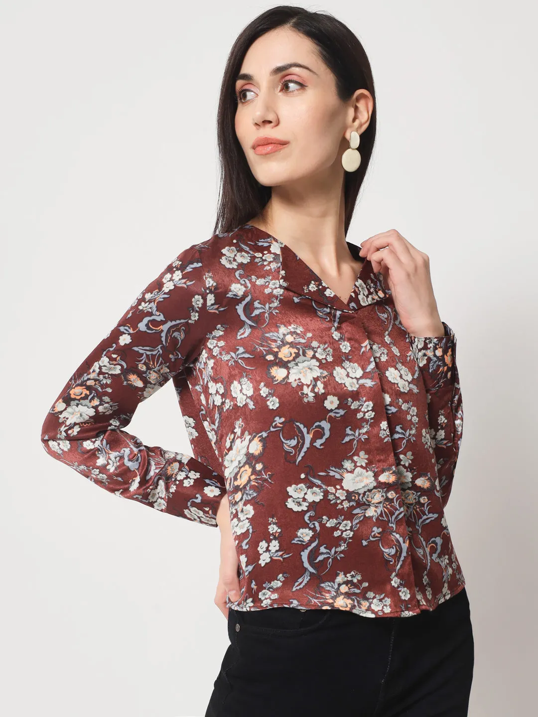 Women Classic Floral Printed Casual Shirt