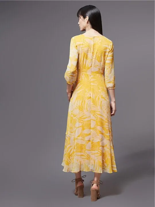 Women Floral Chiffon Midi Dress