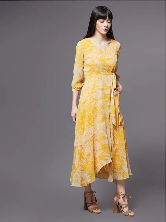 Women Floral Chiffon Midi Dress