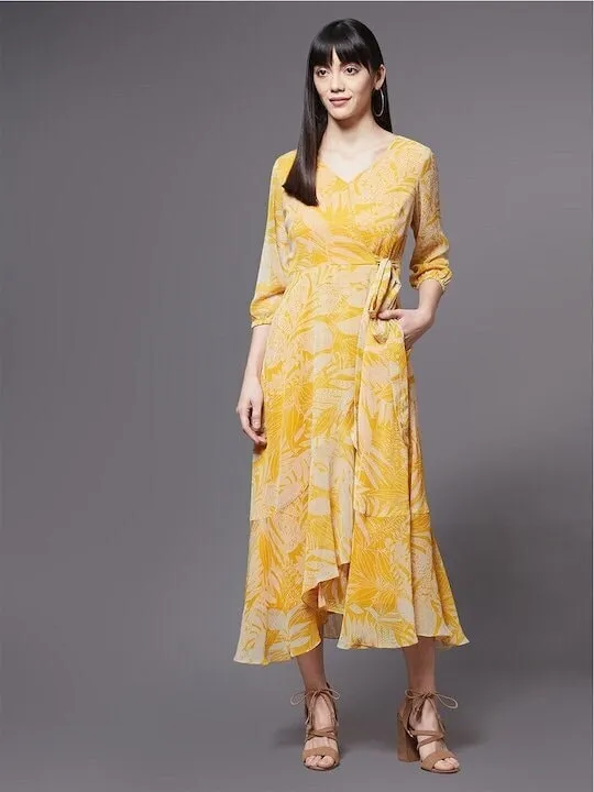 Women Floral Chiffon Midi Dress