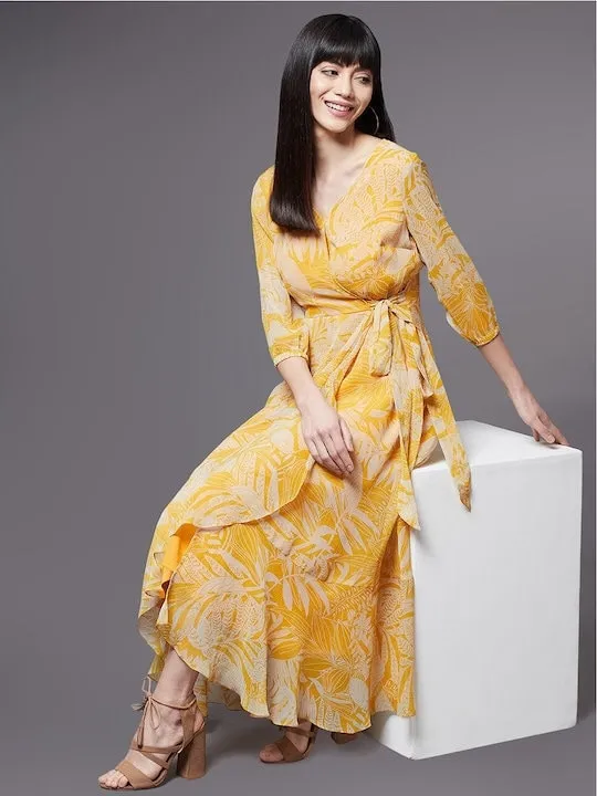Women Floral Chiffon Midi Dress