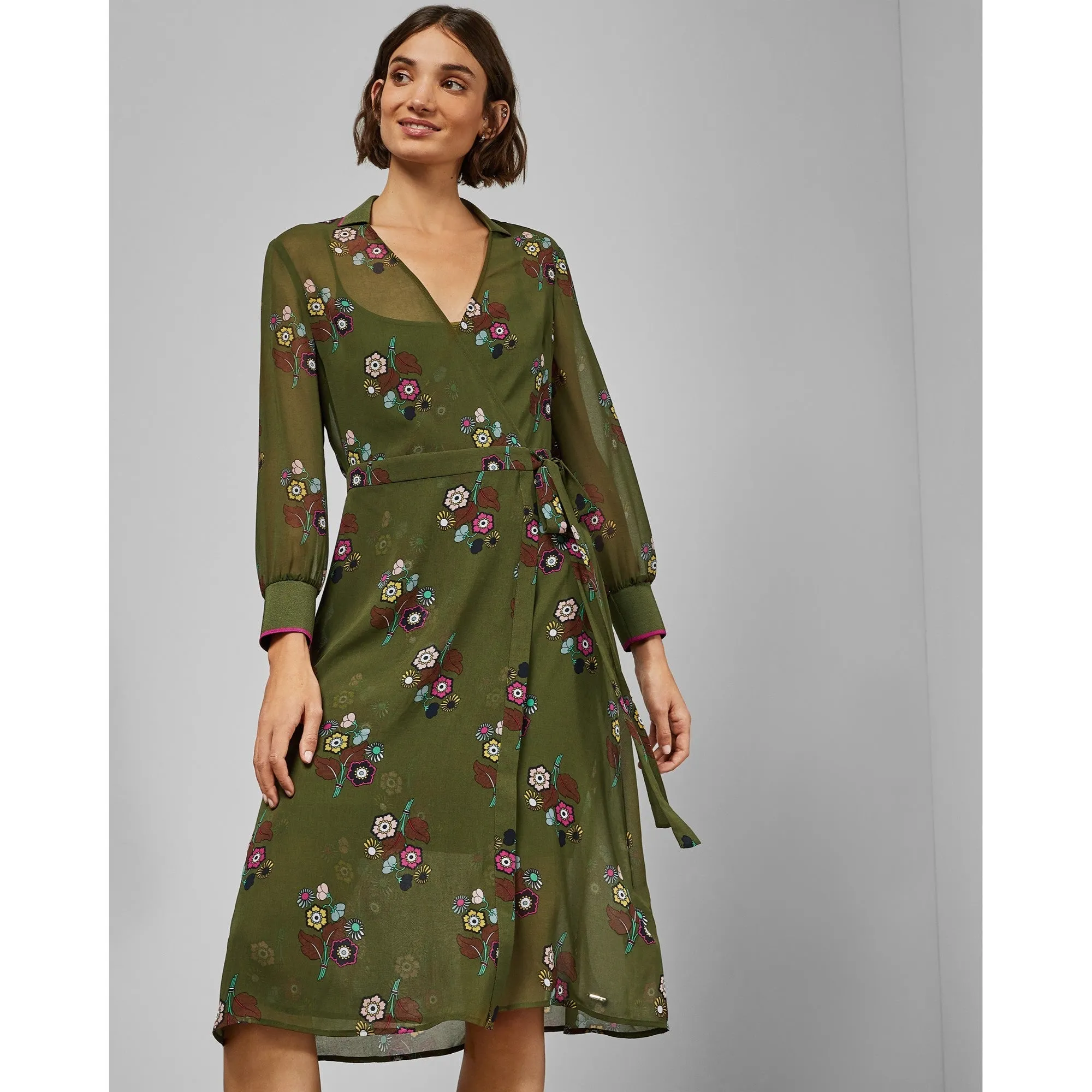 Women Wmd-Mammil-Wc9W-Cbn Wrap Shirt Dress - Khaki