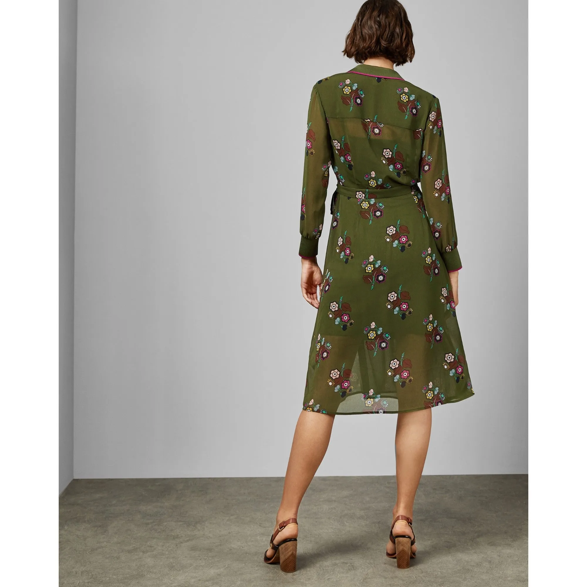 Women Wmd-Mammil-Wc9W-Cbn Wrap Shirt Dress - Khaki