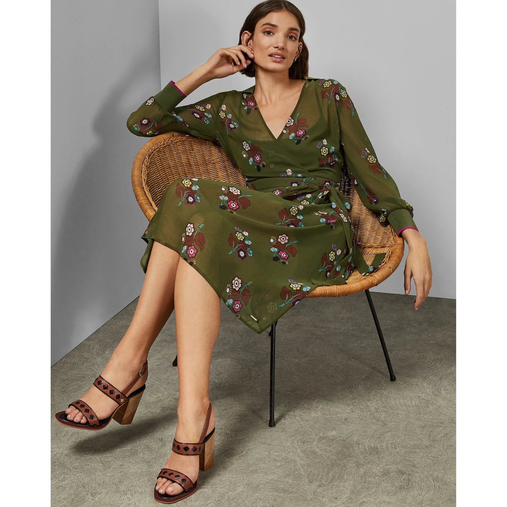 Women Wmd-Mammil-Wc9W-Cbn Wrap Shirt Dress - Khaki