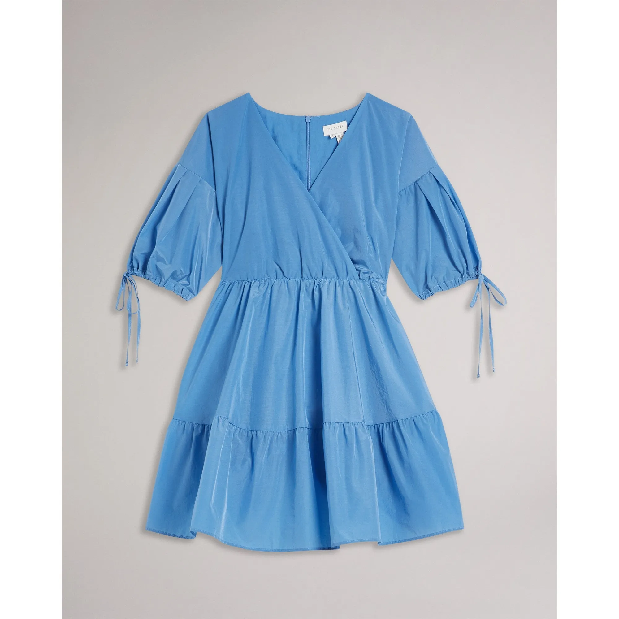 Women Wmd-Suza-Exaggerated Sleeve Wrap Mini Dress - Lt-Blue