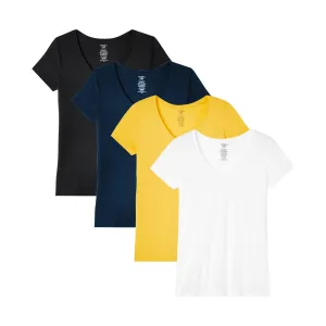 Womens Short Sleeve V-Neck Cotton T-Shirt