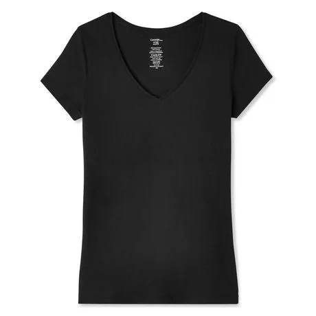 Womens Short Sleeve V-Neck Cotton T-Shirt