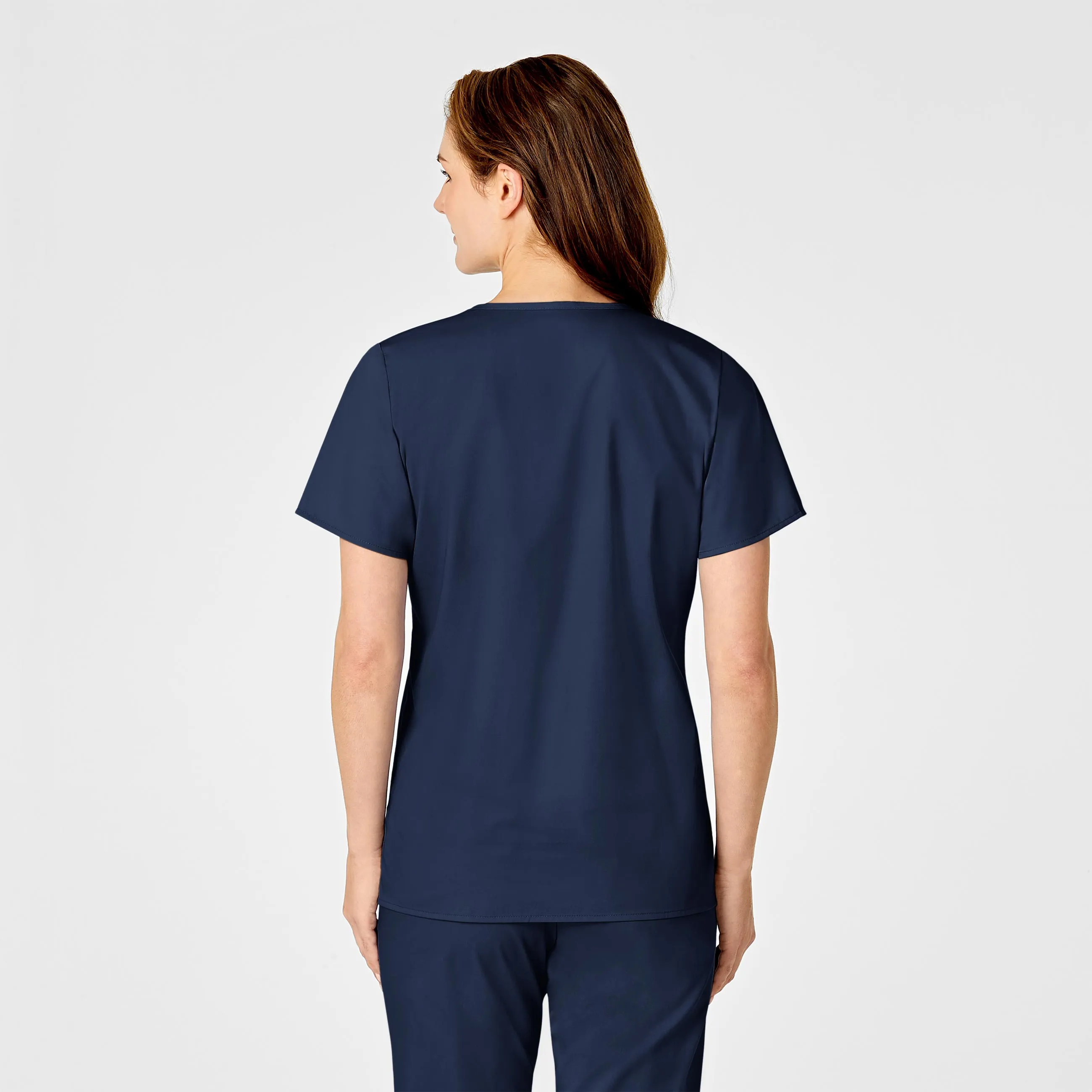 WonderWORK Women's Mock Wrap Scrub Top - Navy