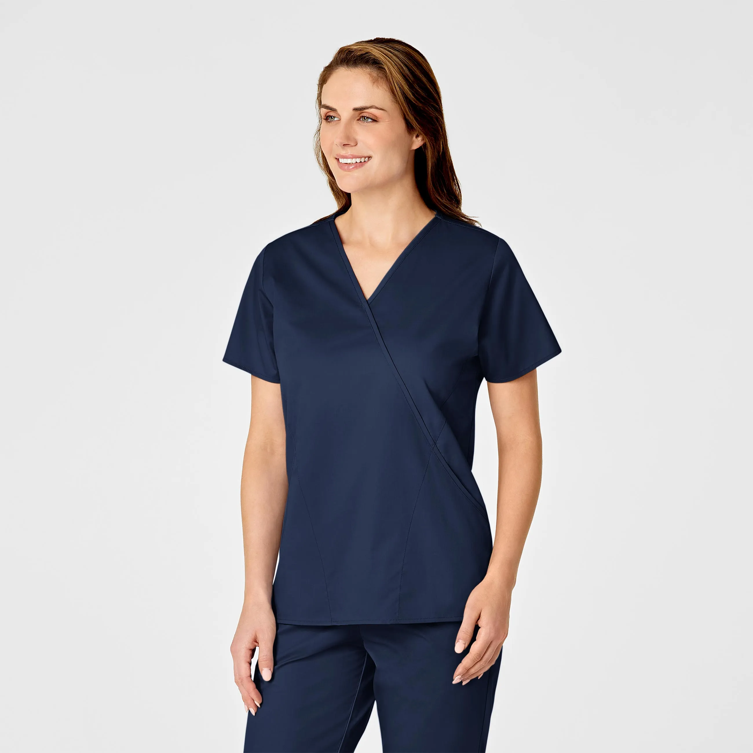 WonderWORK Women's Mock Wrap Scrub Top - Navy