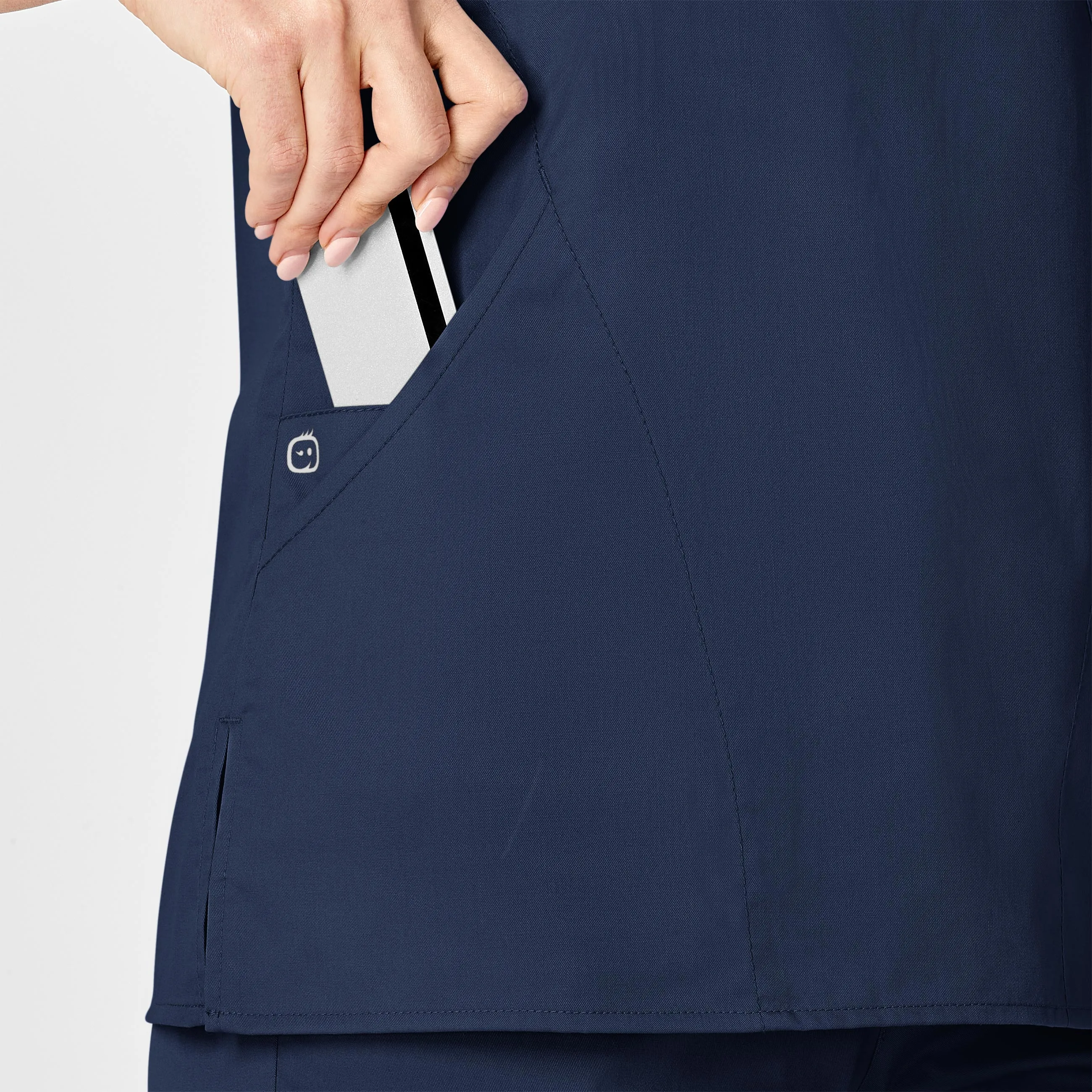 WonderWORK Women's Mock Wrap Scrub Top - Navy